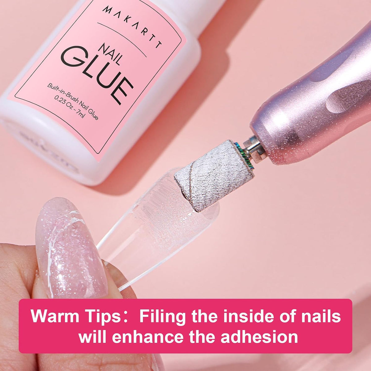 Makartt Super Strong Nail Glue for Acrylic Nails: 7ML 3 Pcs Brush on Nail Glue for Nail Tips Press