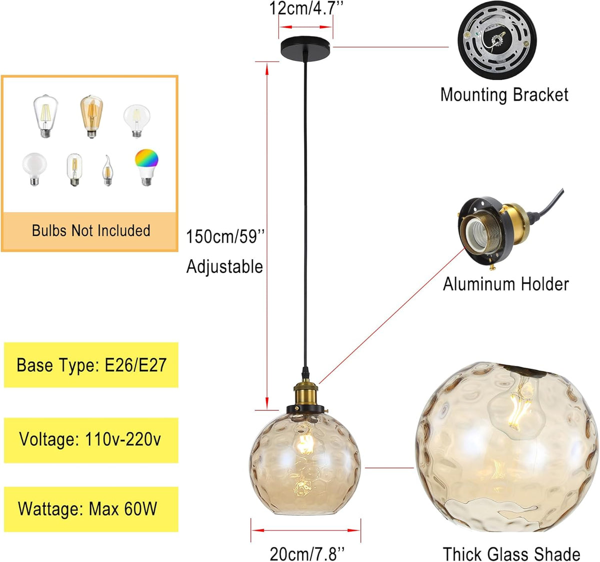 Pendant Light Shade Industrial Hanging Lights Fixtures Ceiling Outdoor Pendant Lighting for Kitchen