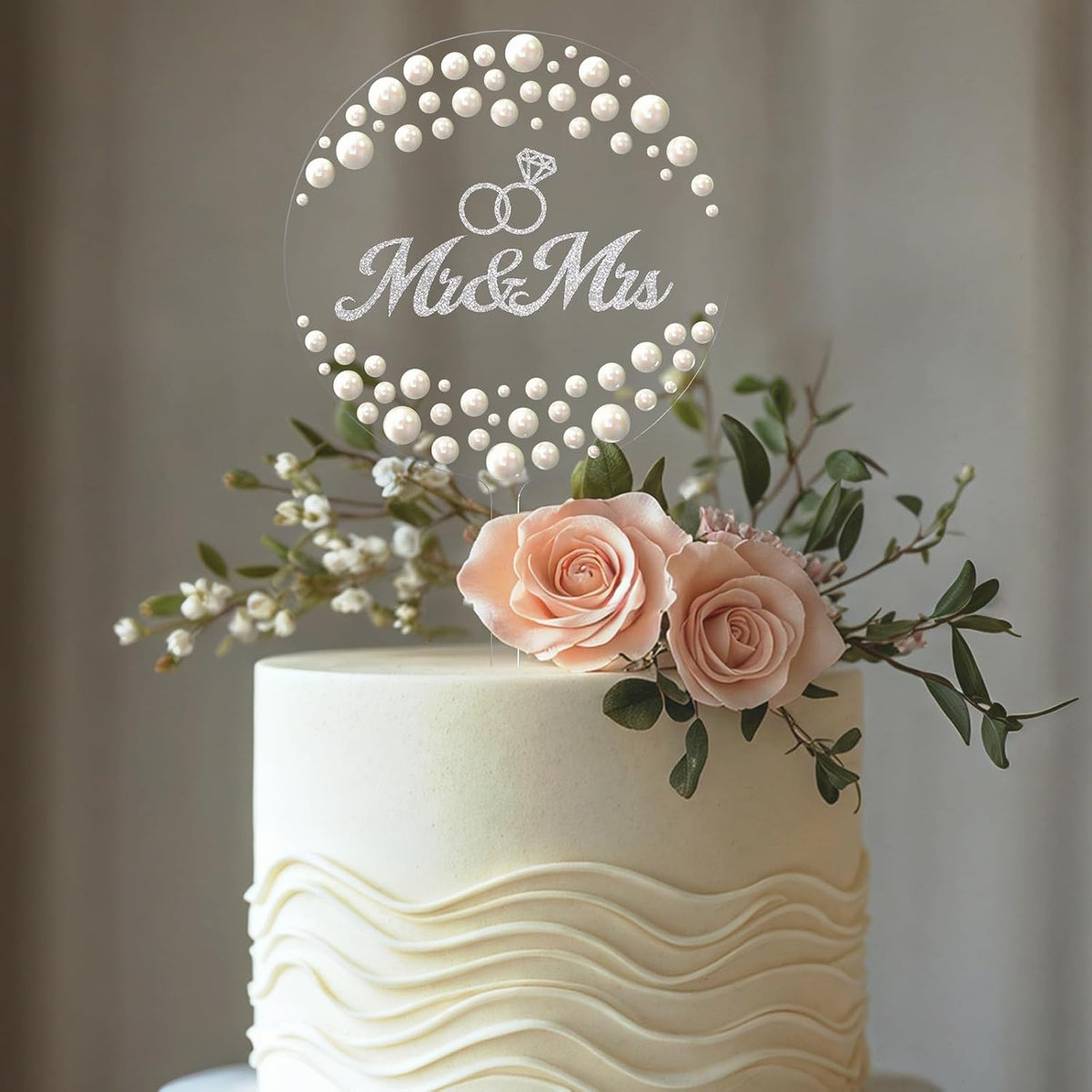 Mr & Mrs Wedding Cake Topper, Contemporary Bride and Groom Sign Rustic Resin Décor for Engagement &