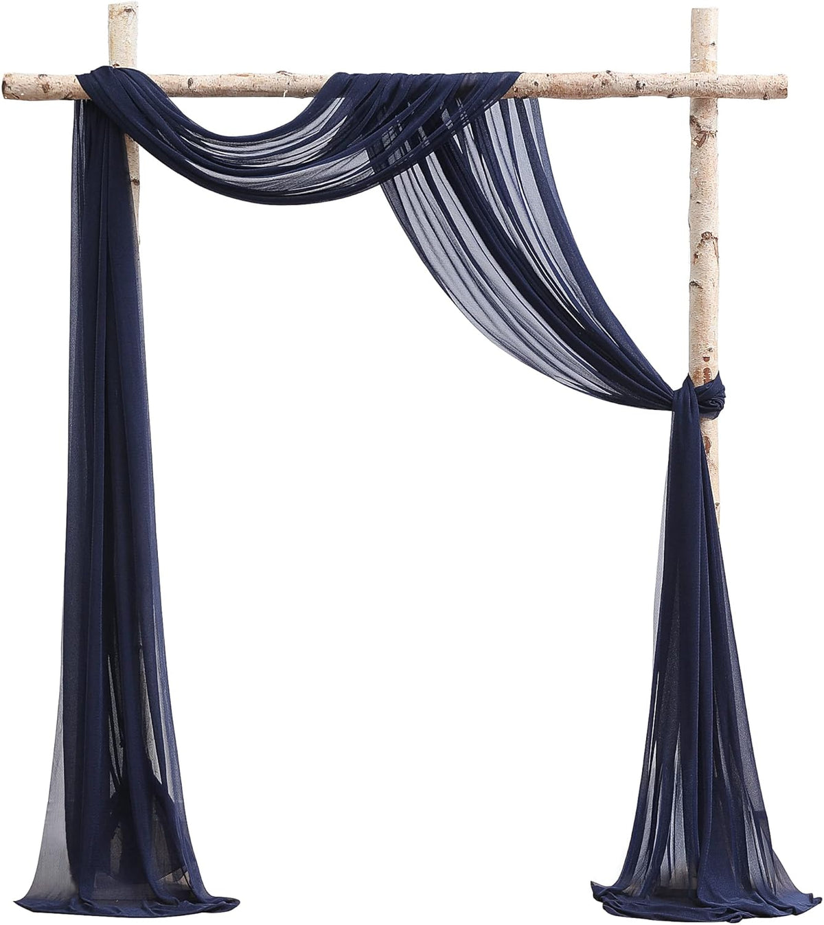 Floroom Wedding Arch Draping Fabric 2 Panels 20Ft Navy Blue Chiffon Fabric Drapes Arbor Drapery
