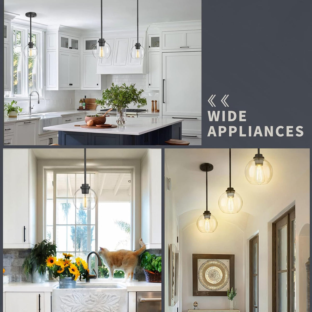 Pendant Light Fixtures,Pendant Lights Kitchen Island with Adjustable Hanging Pole Ceiling for