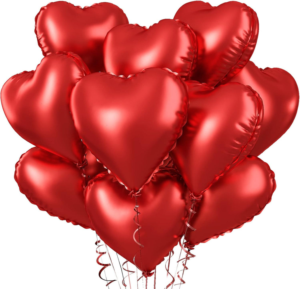 Biapian Red Heart Balloons, 10PCS 18inch Metallic Red Foil Heart Shaped Balloons for Helium