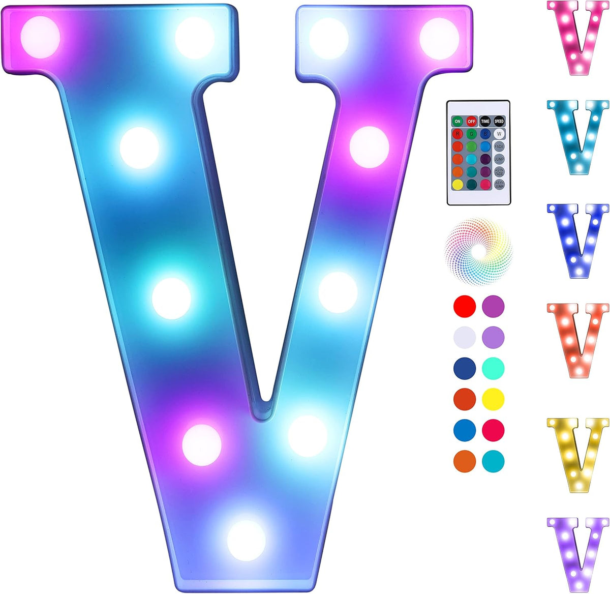 Foaky Colorful LED Letter Lights with Remote,Marquee Light Up Letters Sign for Night Light