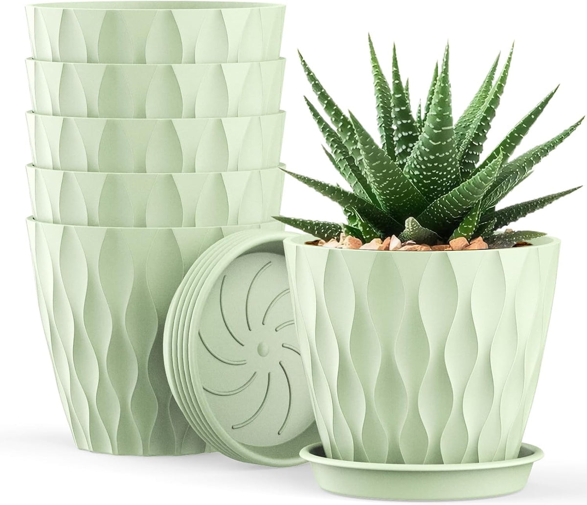 4 Inch Small Pots for Plants, 6 Pack Waffle Texture Small Plant Pots for Succulents, Plastic