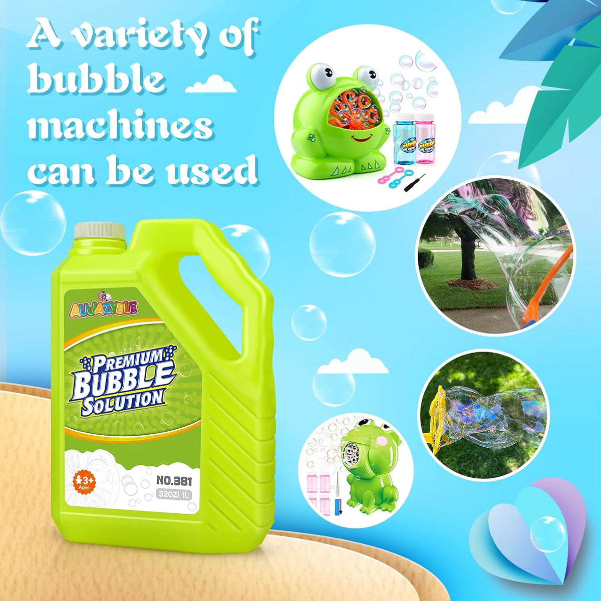 Bubble Solution Refills 32OZ | Giant Bubbles Refill Solution | Bubbles Bulk for Bubble Machine