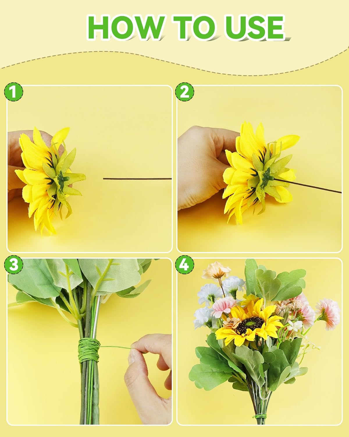 100 PCS FIVEIZERO 18 Gauge Green Floral Wire Stems for Artificial Flower Making,Florist Wire,Flower