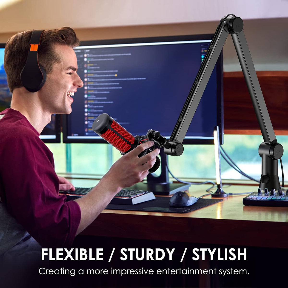 Mic Boom Arm Stand Compatible with Shure SM7B, MV7, Blue Yeti Mic, Fifine microphone, HyperX