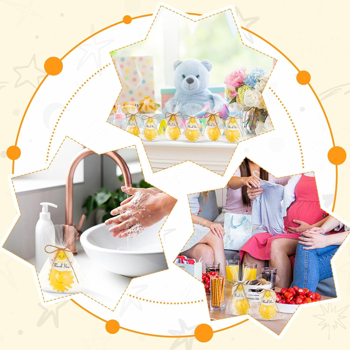 Demissle 20 Pcs Sun Soap Baby Shower Favors for Sunshine Party Here Comes the Son Baby Favors Mini