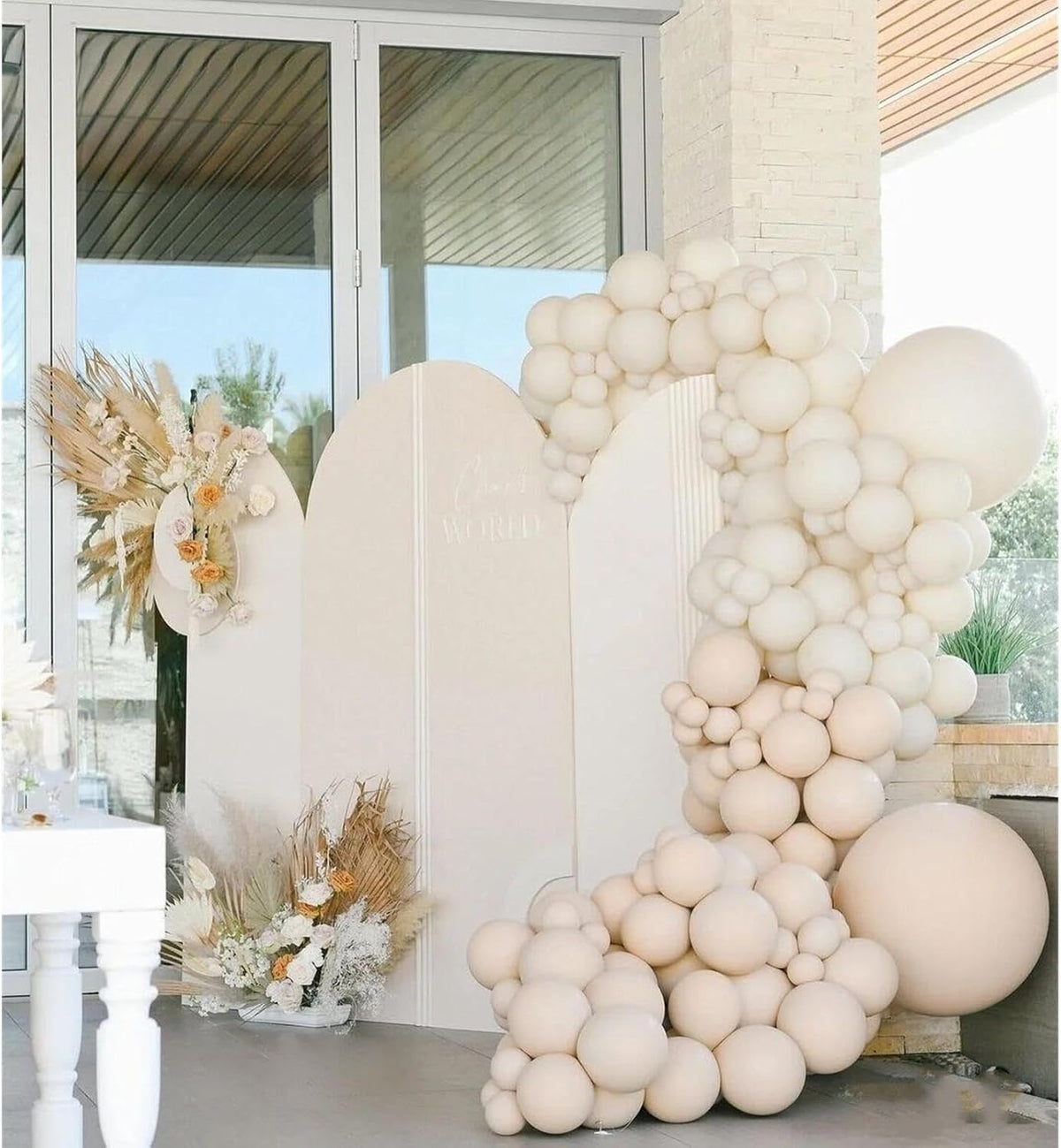 412pcs Sand White Balloon Garland Arch Kit 18 12 10 5 Inch Different Sizes Matte Neutral Latex