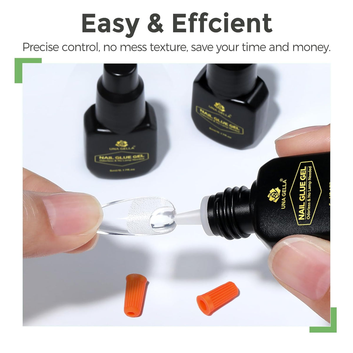 UNA GELLA Gel Nail Glue for Press Ons: 10s Fast Dry No U V Lamp Needed Glue Gel, 3pcs*5ml Upgrade