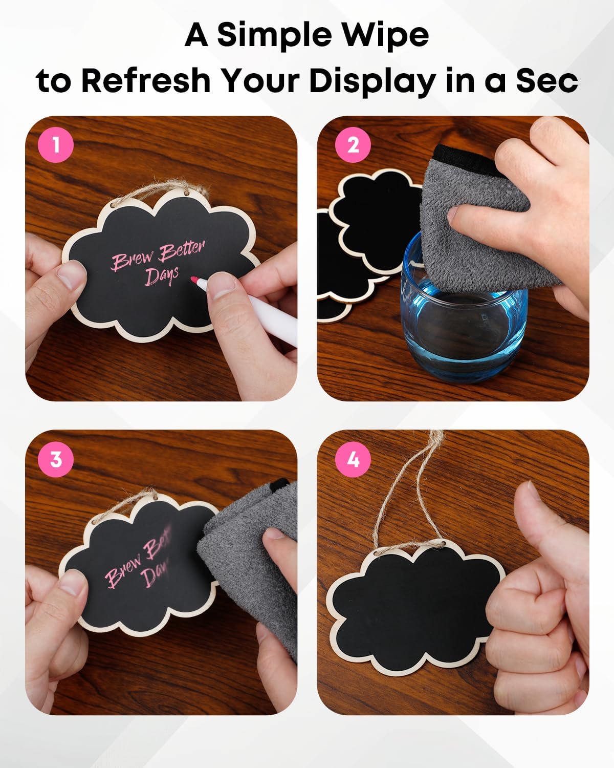 Uniclife 24 Pack Mini Chalkboard Signs for Food, Small Chalkboard Signs with Strings Chalk Markers