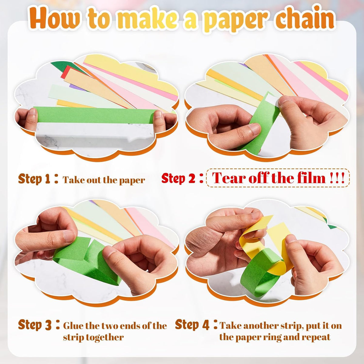 Lincia 1000 Sheets Halloween Paper Chain Garland, Construction DIY Crafts Chain Strip for Fall