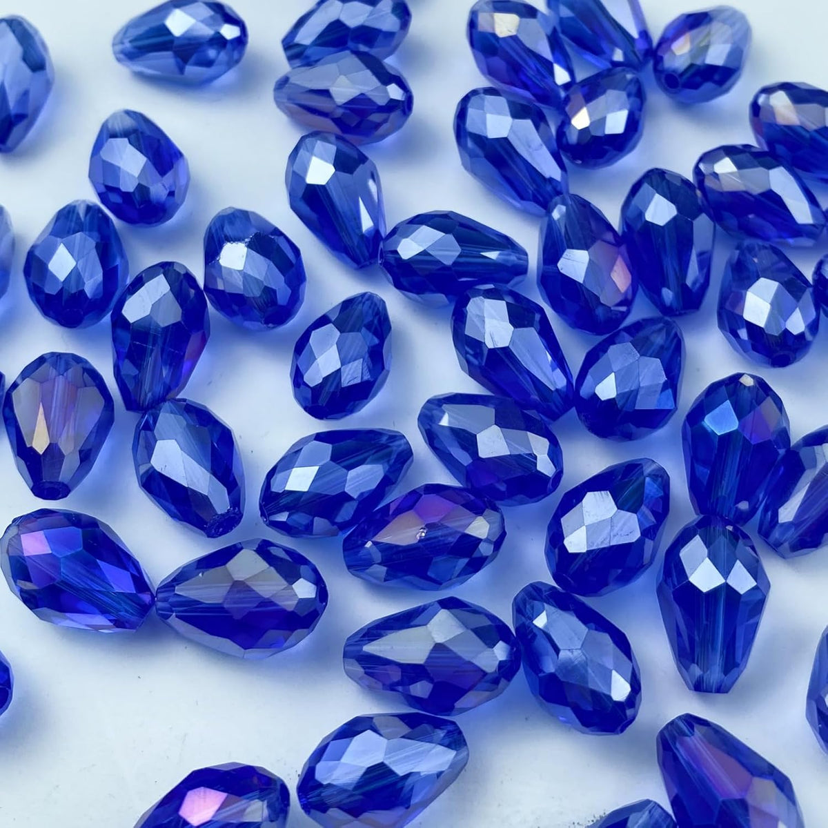 130pcs 6x8mm Teardrop Crystal Glass Beads Vertical Hole Faceted Glass Teardrop Spacer Beads for