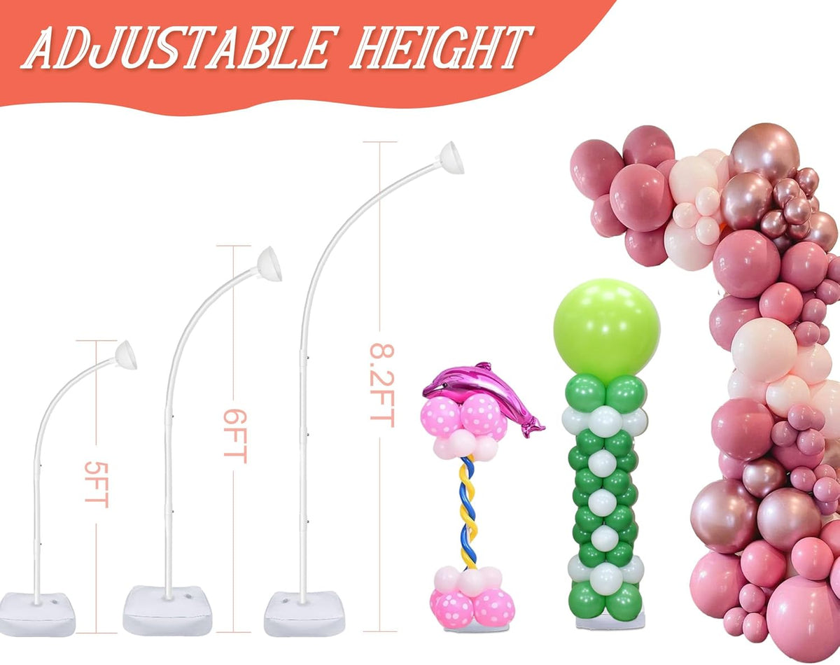 AerWo [Upgraded] Balloon Arch Kit 8.2FT & 6FT, Free Bending Top Half Balloon Arch Stand with Base