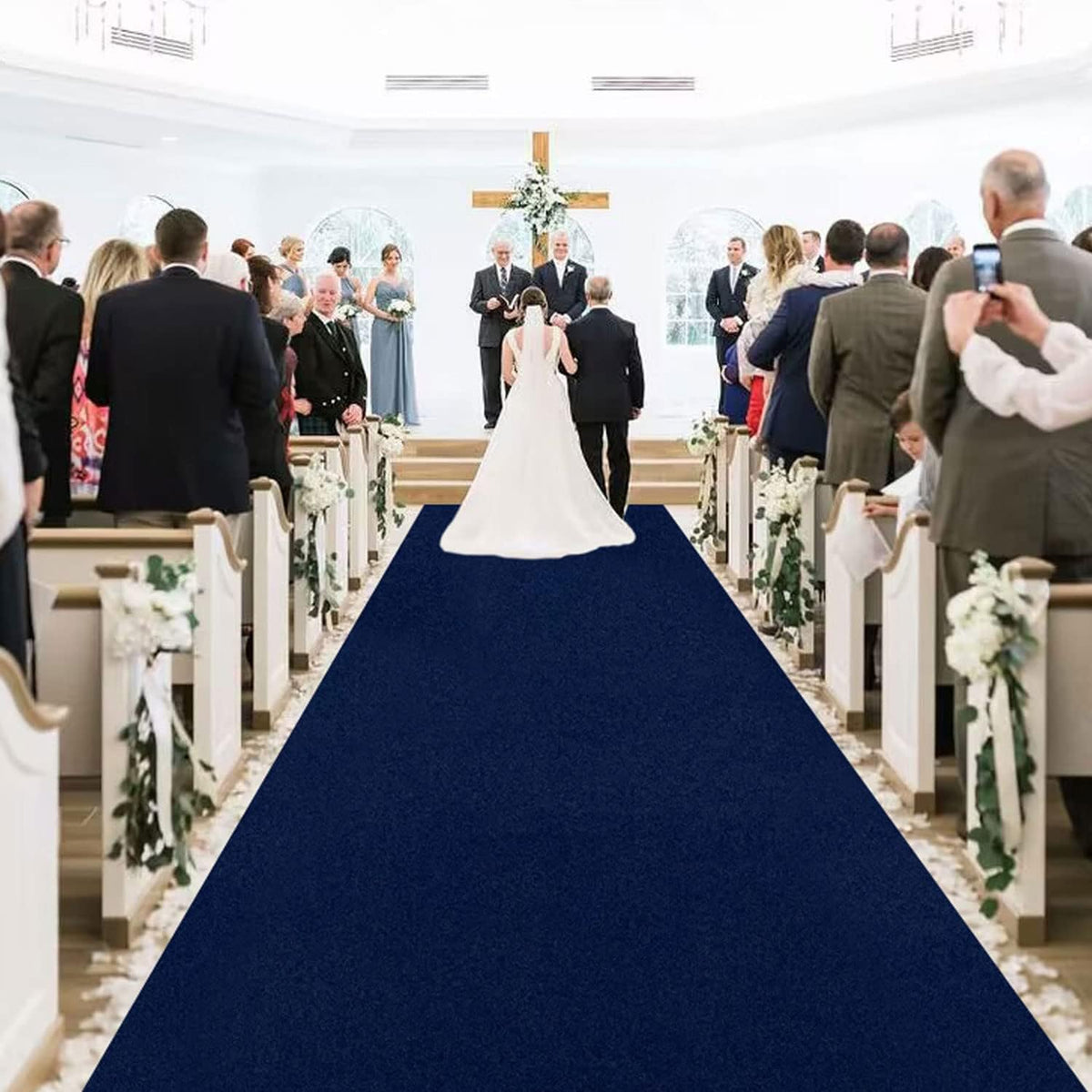 MODFUNS Aisle Runner for Wedding Navy Blue 4x15FT Aisle Runner Wedding Vintage Carpet Runner for