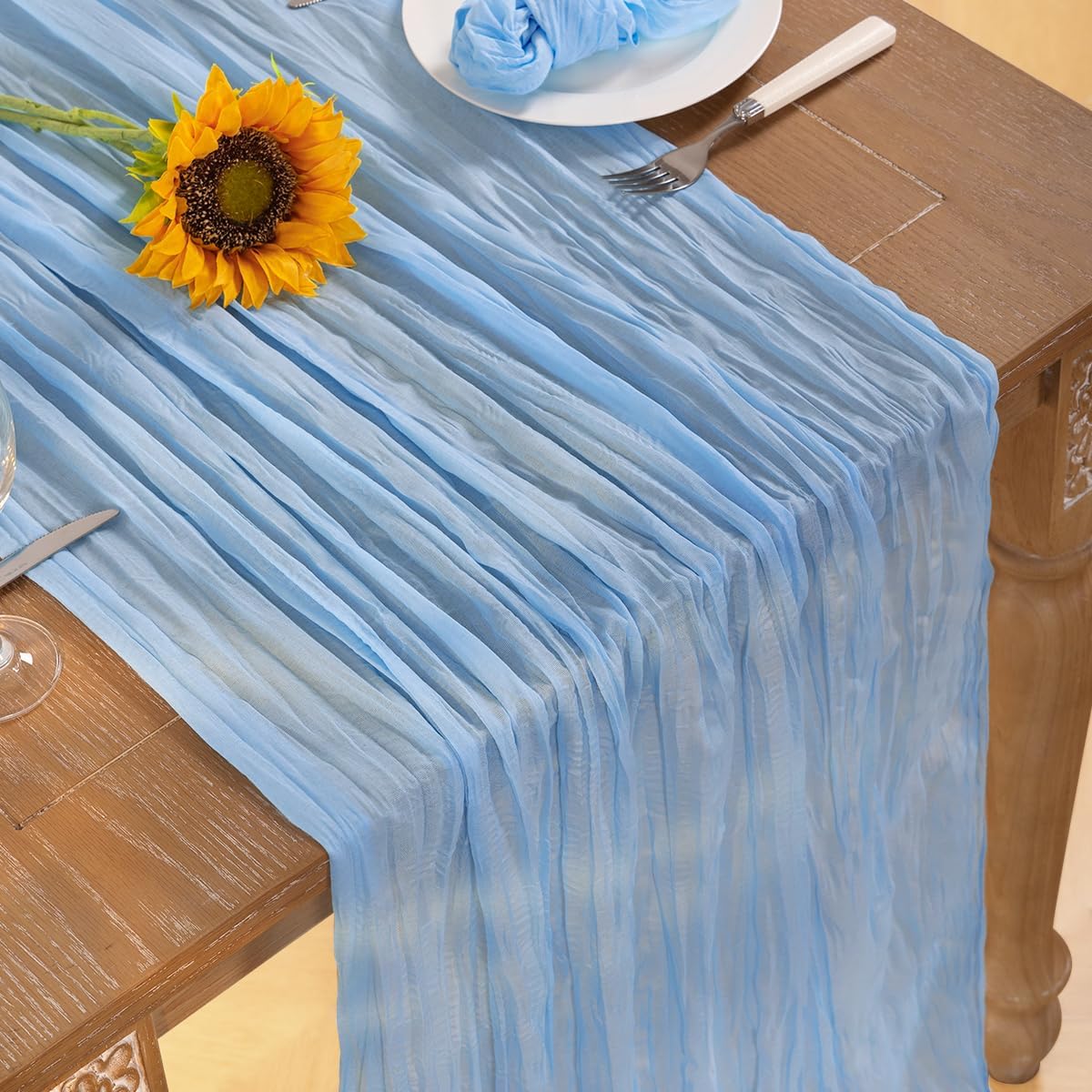 Baby Blue Cheesecloth Table Runner 4 Pack Fall Table Runners Boho Gauze 120 Inches Light Blue