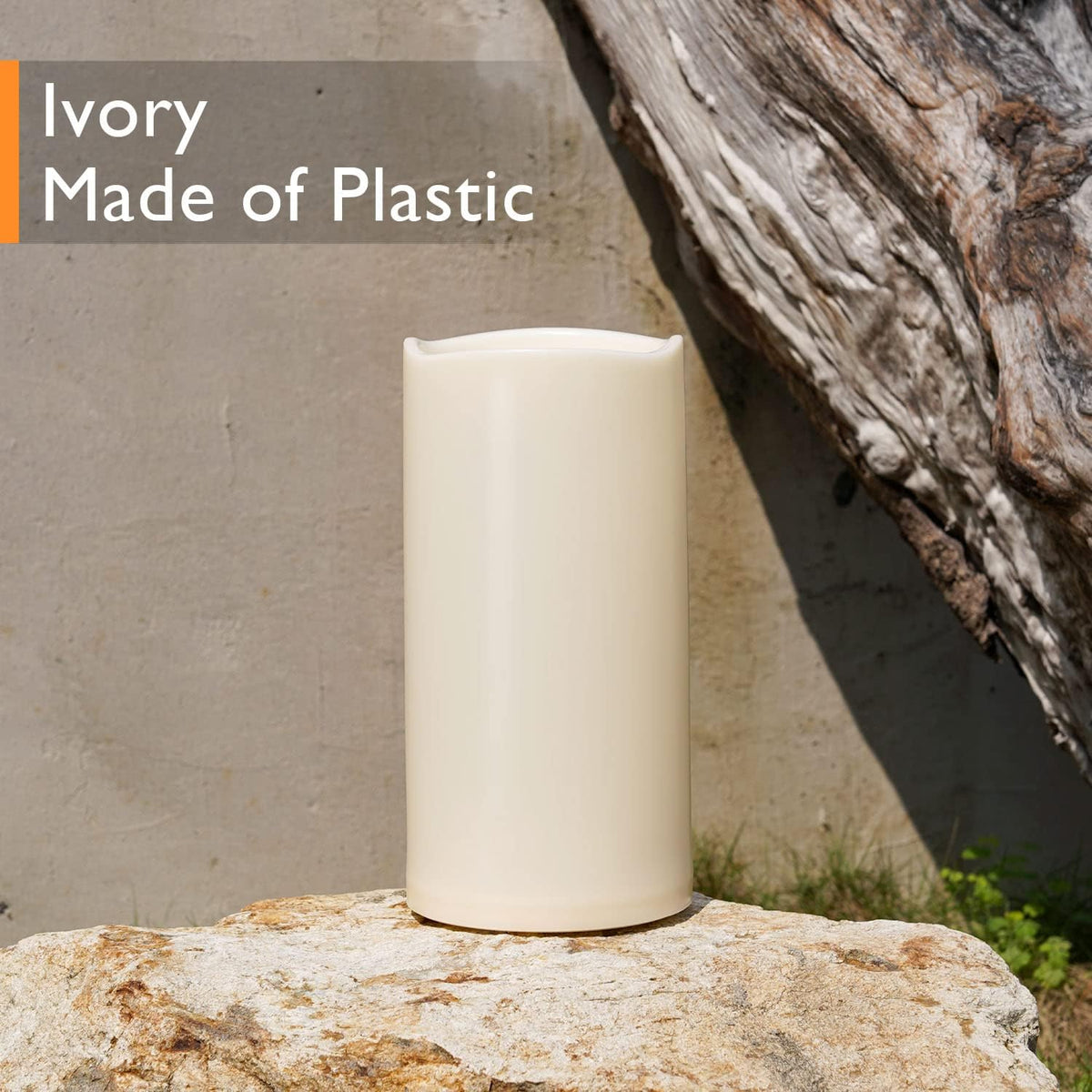 Homemory 6" x 12" Extra Large Outdoor Waterproof Candle with Auto 6-Hour Timer, Ivory Plastic Made