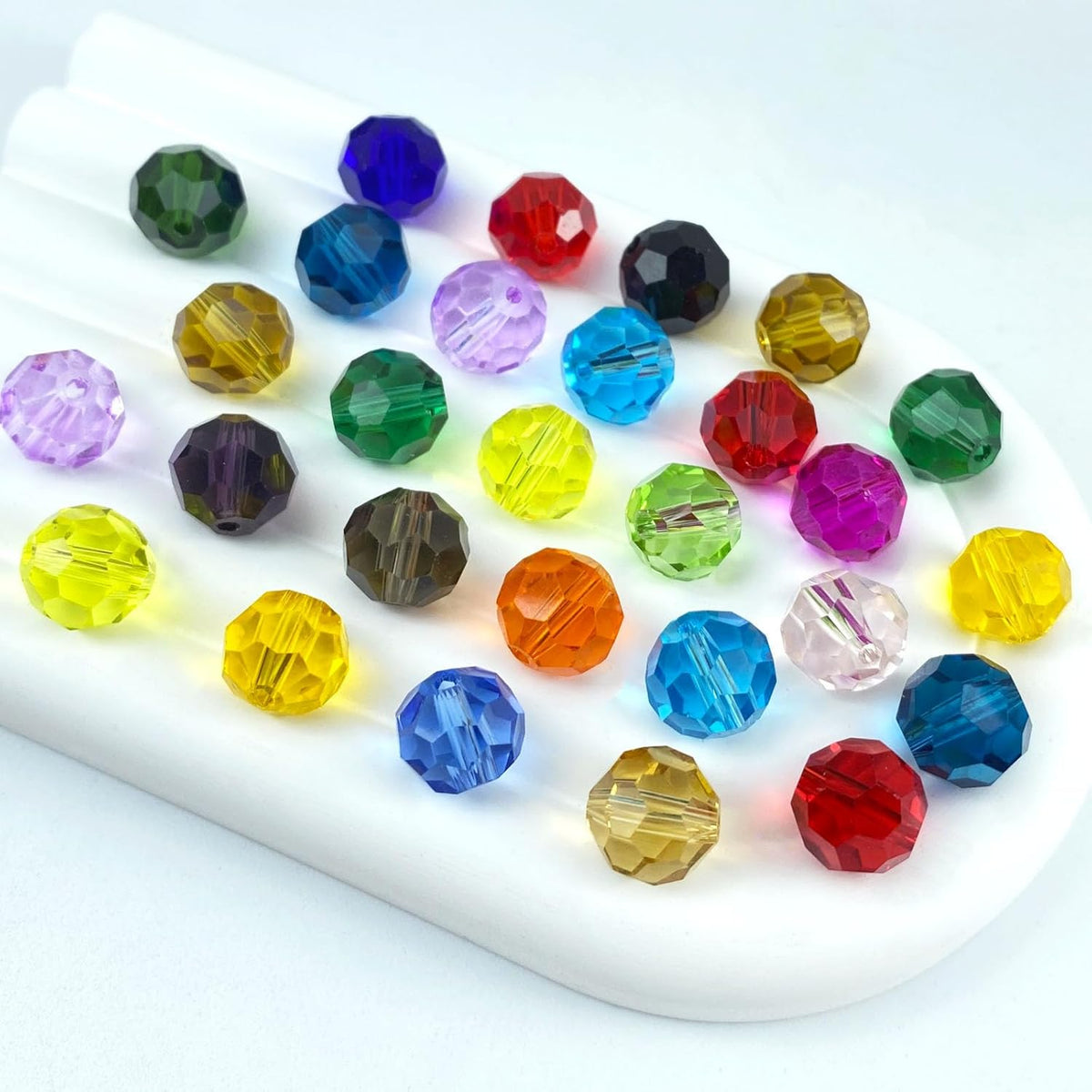 50 PCS 10mm Crystal Glass Beads Round Multiple Faceted Loose Spacer Glass Beads for DIY Handcrafte