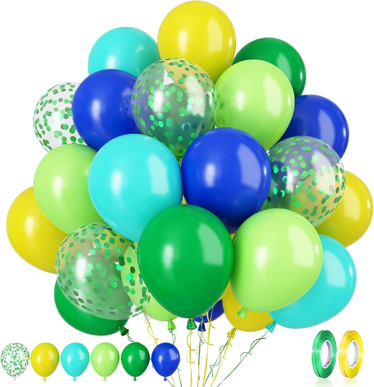 Paready Green and Blue Balloons, 60 Pcs 12 Inch Navy Teal Blue Dark Green Latex Balloons, Teal