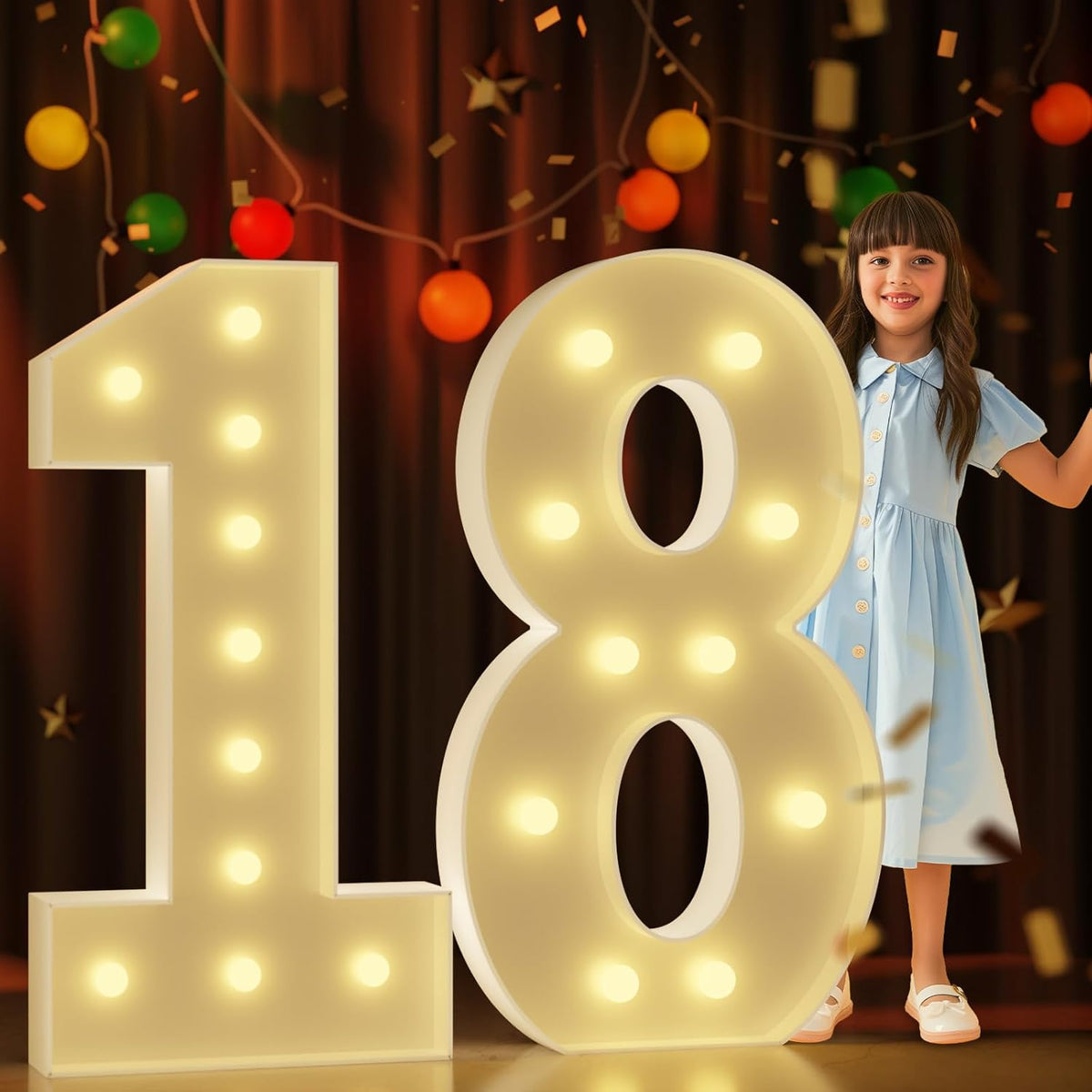 Marquee Numbers 4 Feet Tall Large Light Up Numbers 18th Birthday Decorations Girl Boy Big Yellow
