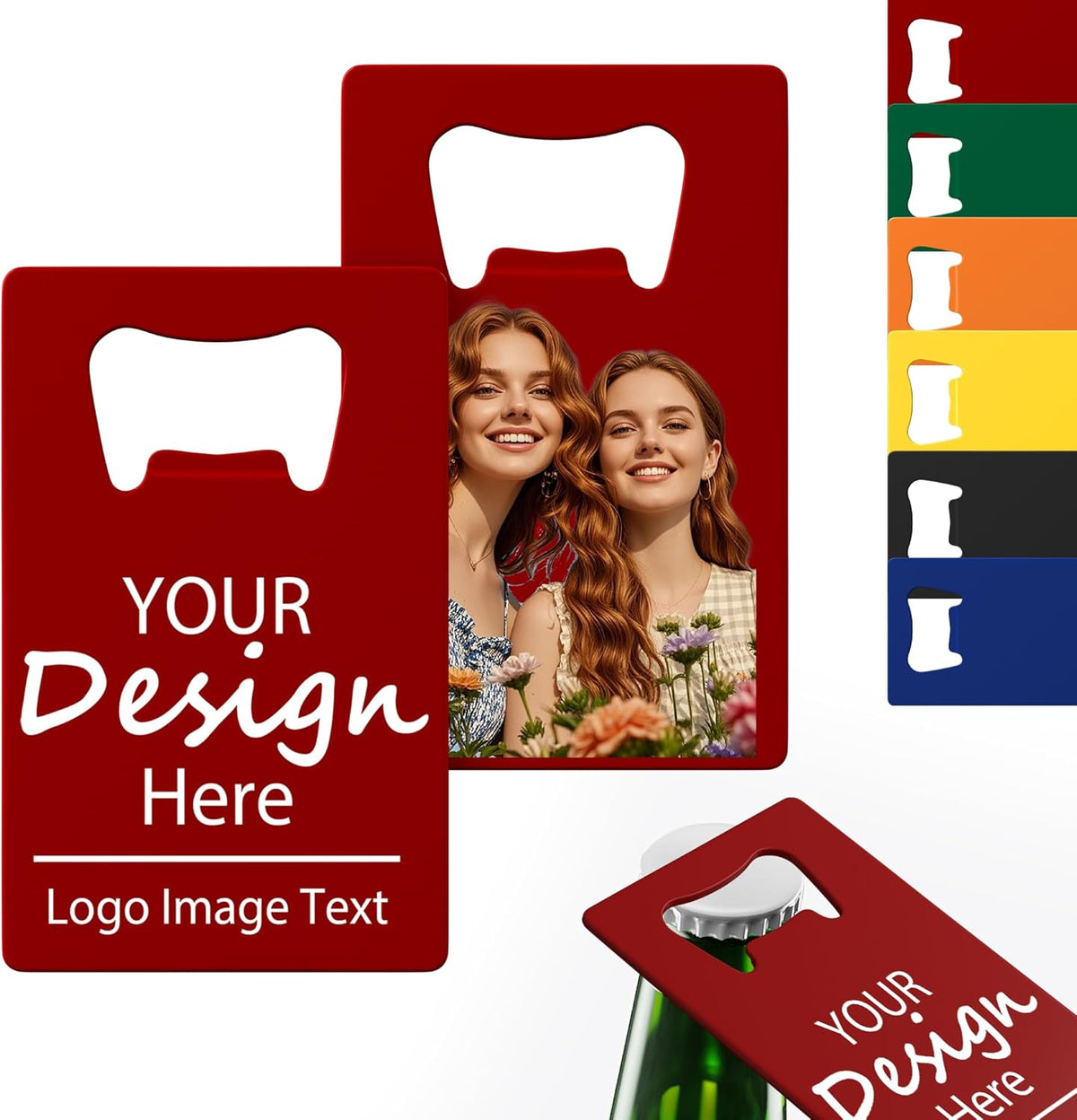 4-100 Pcs Personalized Bottle Opener, Custom Stainless Steel Credit Card Bottle Opener, Full Color
