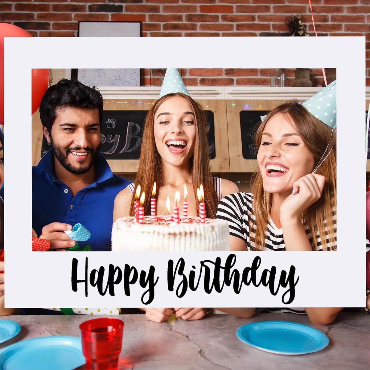 32 x 24 Inch Large Photo Booth Props Picture Frame Happy Birthday Party Frame DIY Cutouts Photo