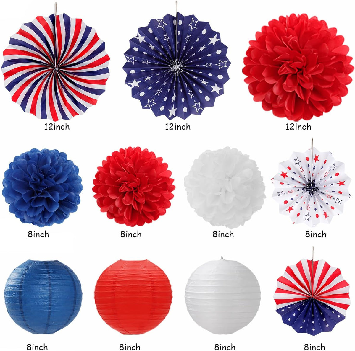 Red-White Blue Memorial-Day Patriotic Decorations - 21pcs 4th Fourth of July Americana Banner