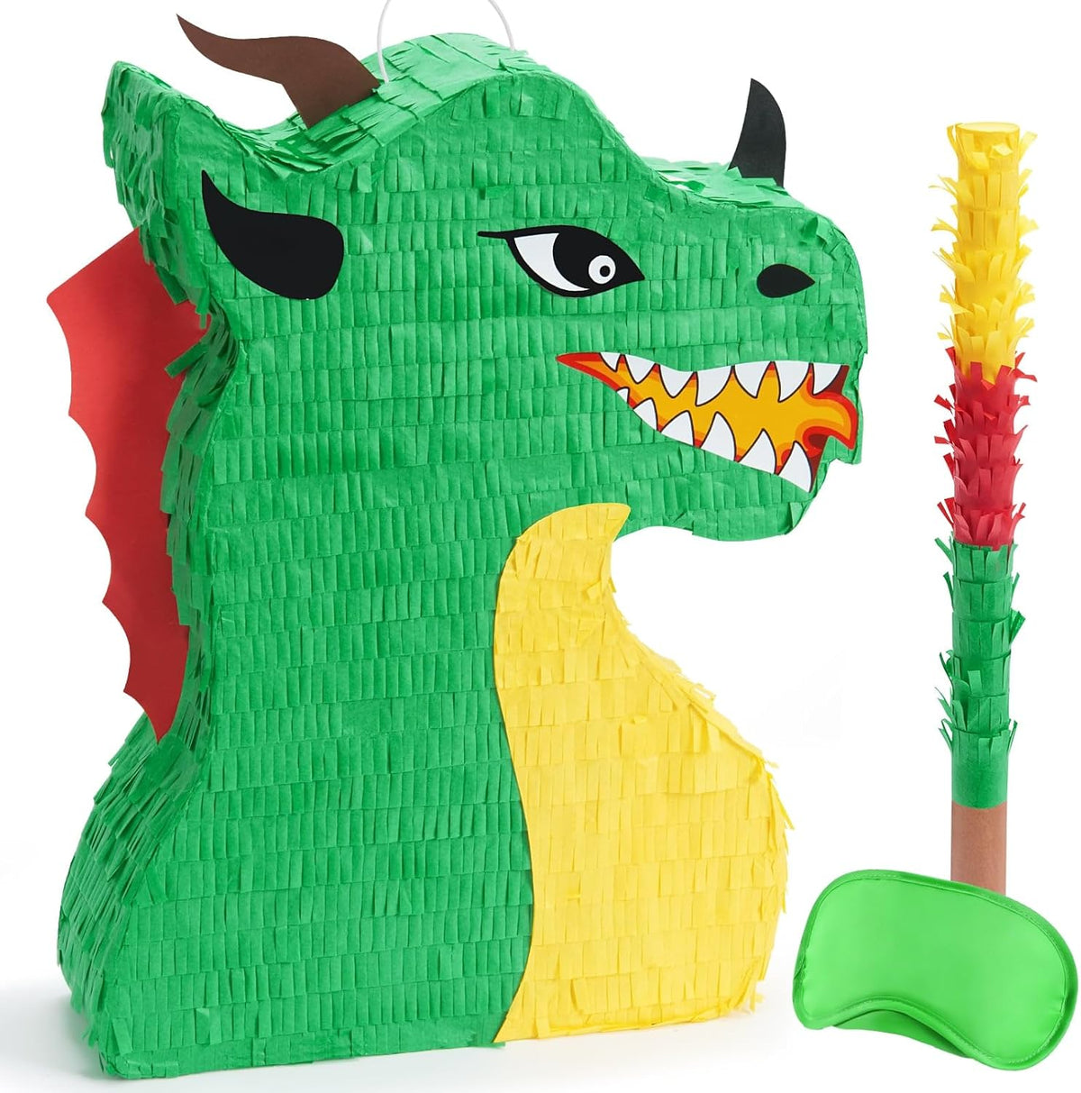 WERNNSAI Dragon Piñata - Dinosaur Party Supplies Dino Piñata Bundle with Blindfold and Stick for