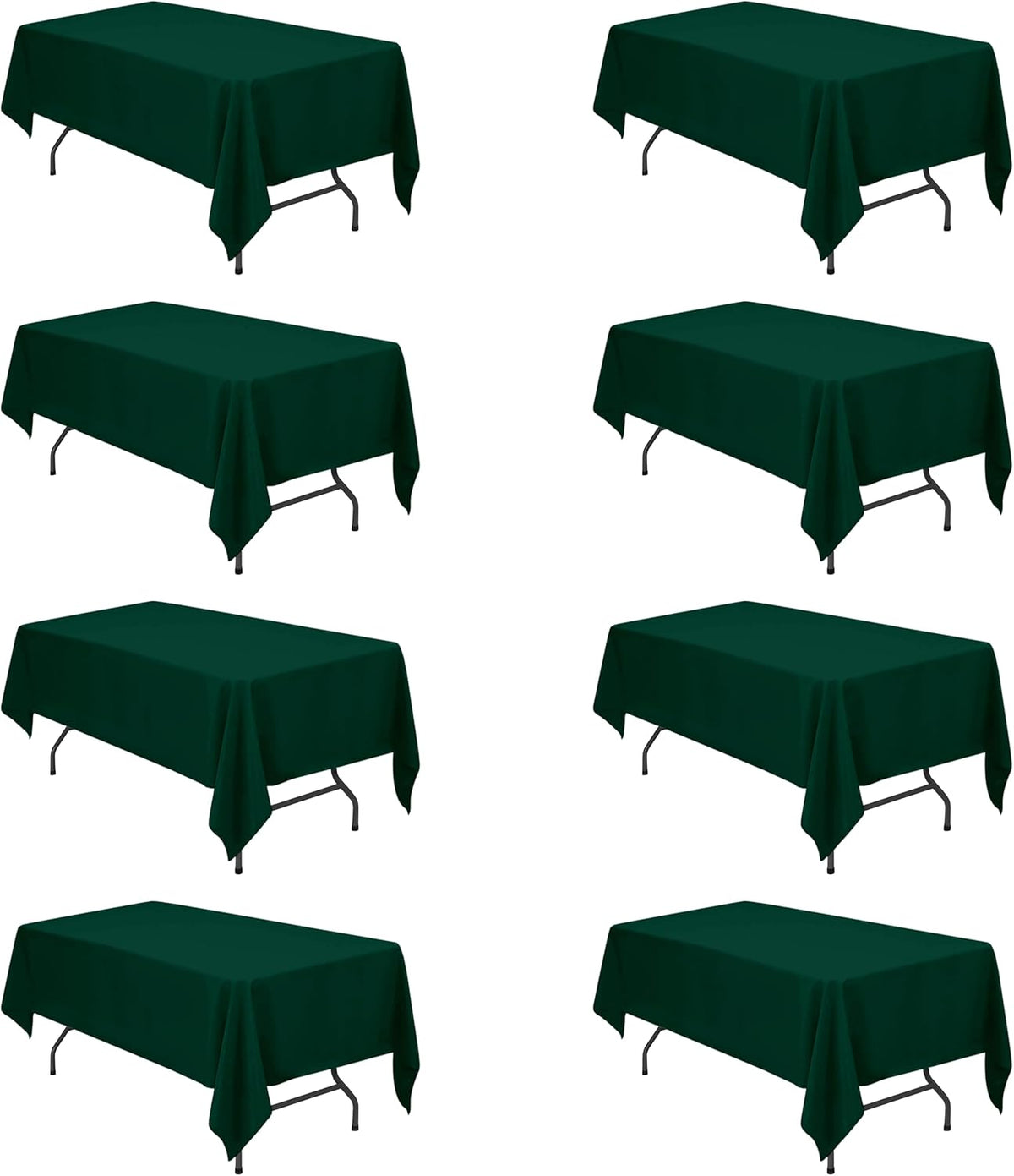 BRILLMAX 8 Pack Hunter Green Tablecloths for 6 Foot Rectangle Tables 60 x 102 Inch - 6ft