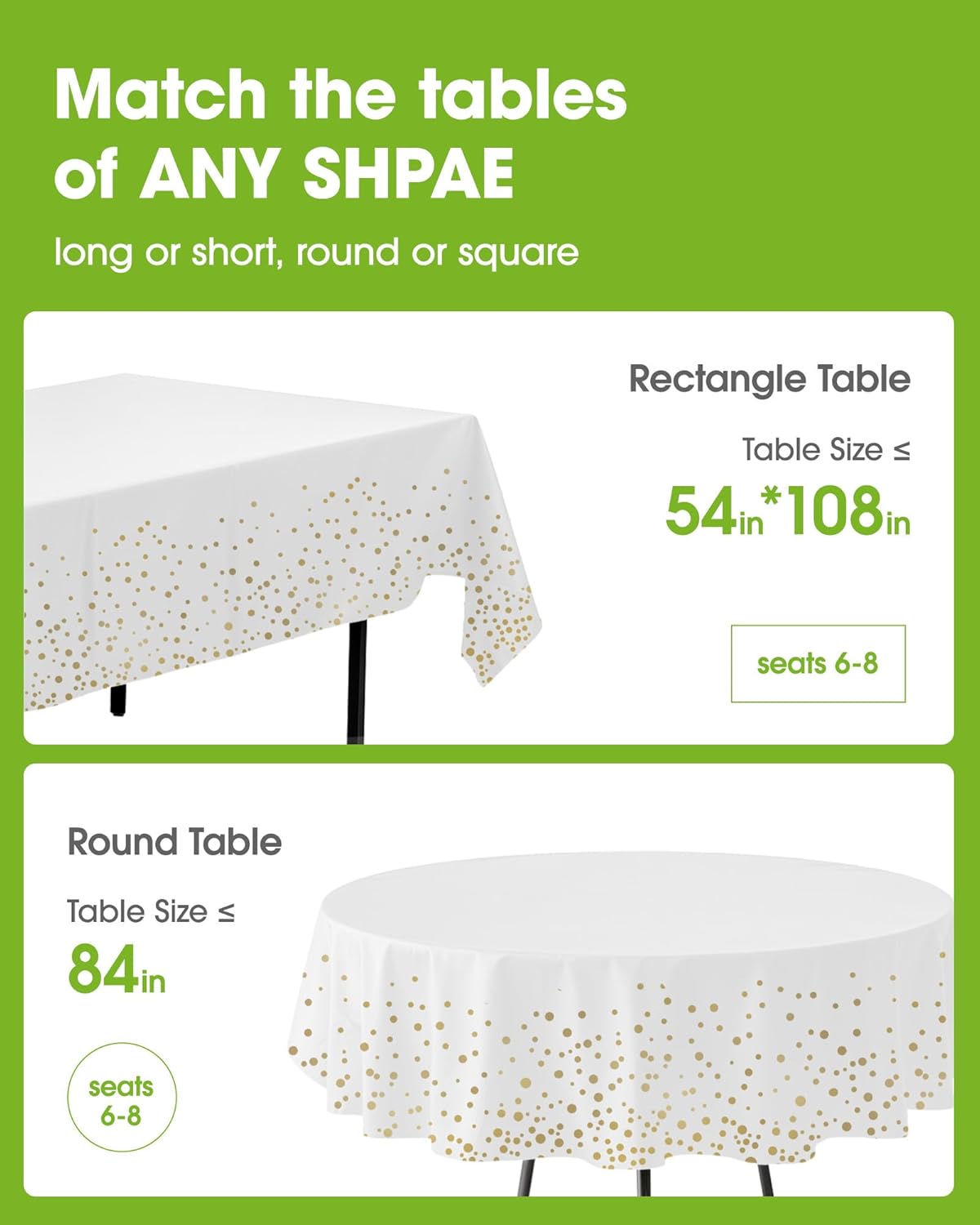 Pureegg Plastic Table Cloth Disposable 10 Pack, 54 x 108 Inch Table Cloths, Graduation Decorations