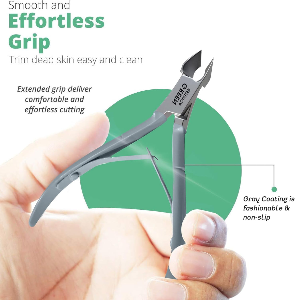 Professional Cuticle Trimmer with Cuticle Pusher Nail Cuticle Remover Nipper Silver Stainless Steel