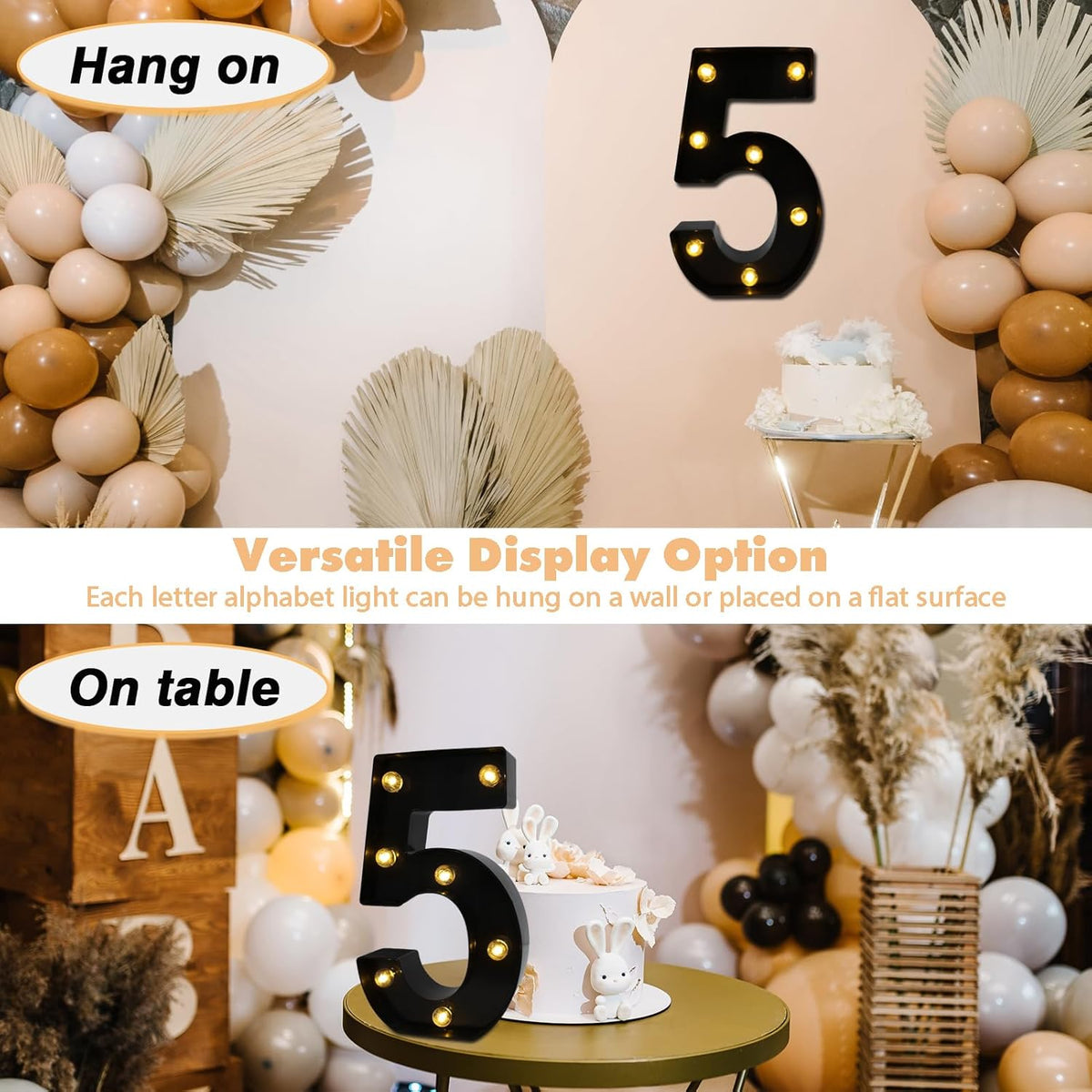 LED Marquee Numbers, 8.58 Inch Led Light Up Numbers for Party, Small Light Up Letters, Battery