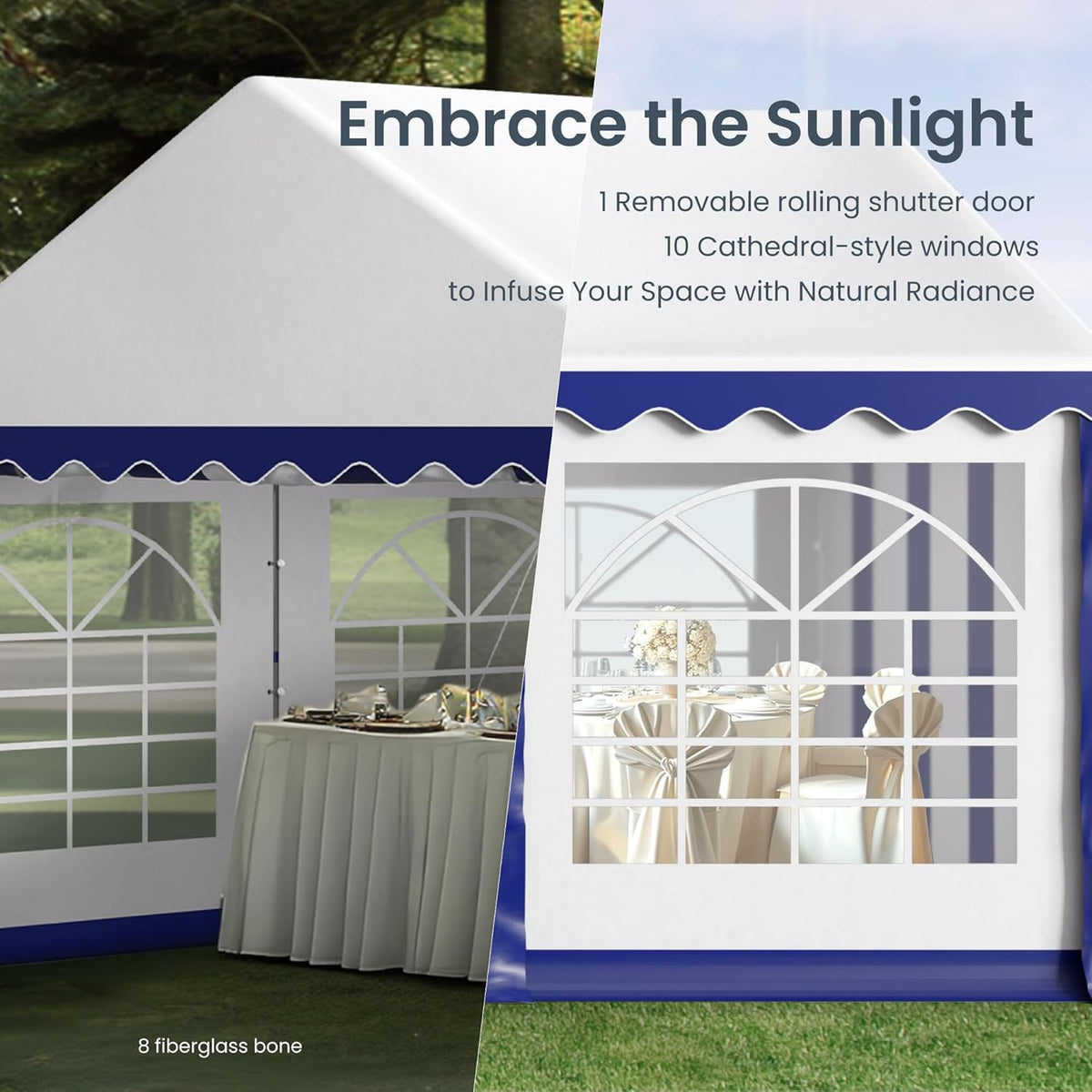 PHI VILLA 32'x16' Outdoor Heavy Duty Party Tent Large Commercial Canopy Wedding Event Shelter with