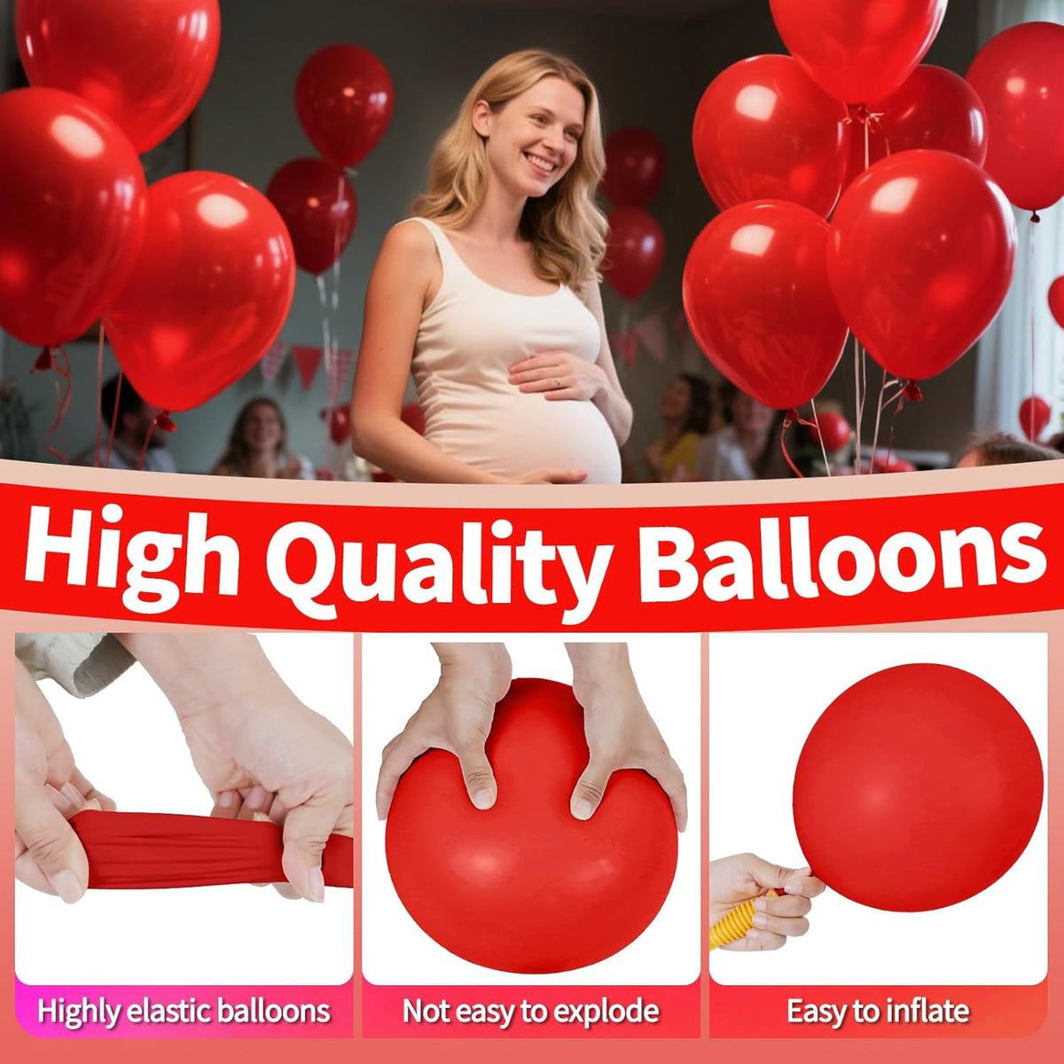 KAWKALSH Red Balloon 12 Inch, 110pcs Latex Party Balloons Helium Bright Color for Birthday Baby