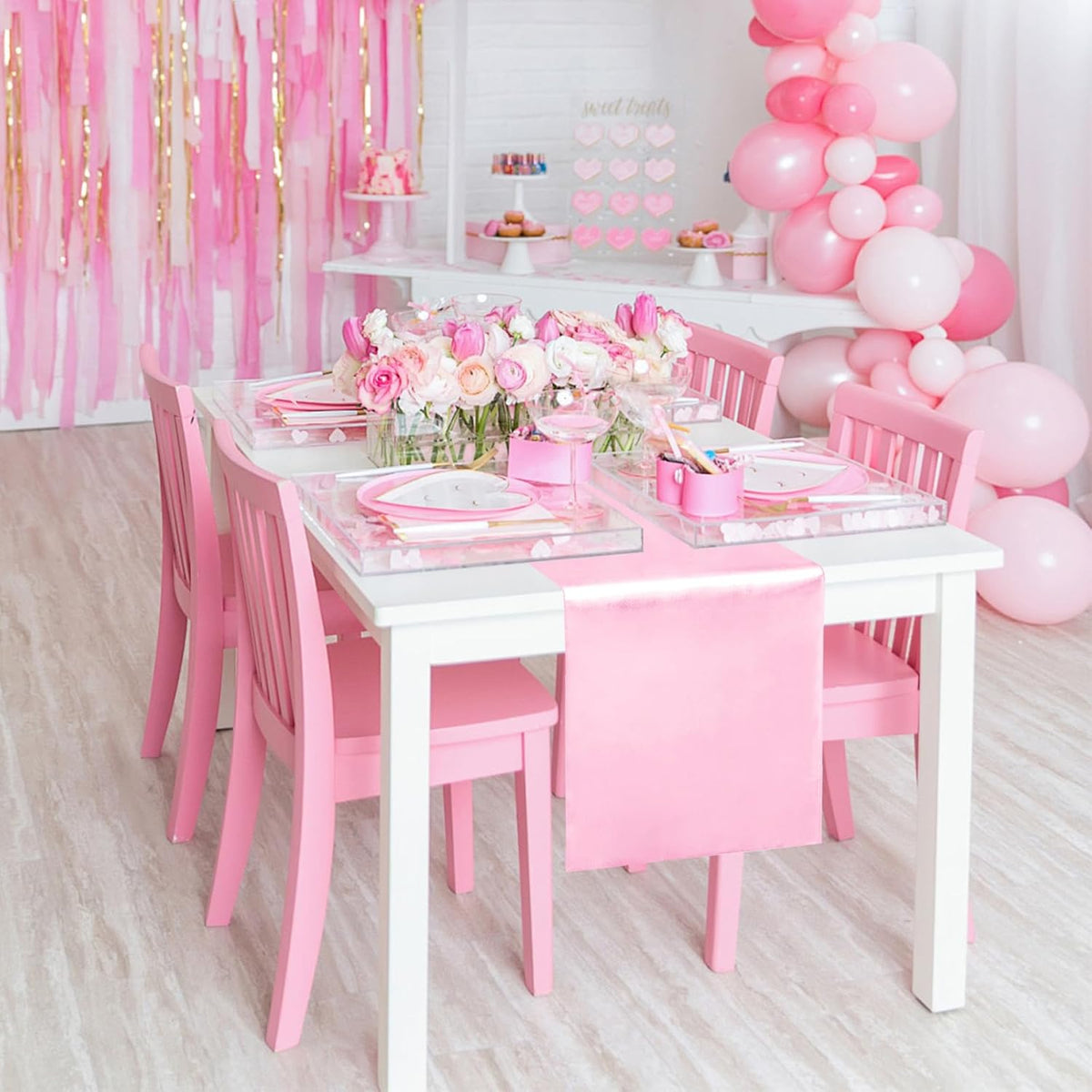 10 Pack Satin Table Runner 12 x 108 Inch Long Pink Silk Table Runner for Wedding Party Banquet