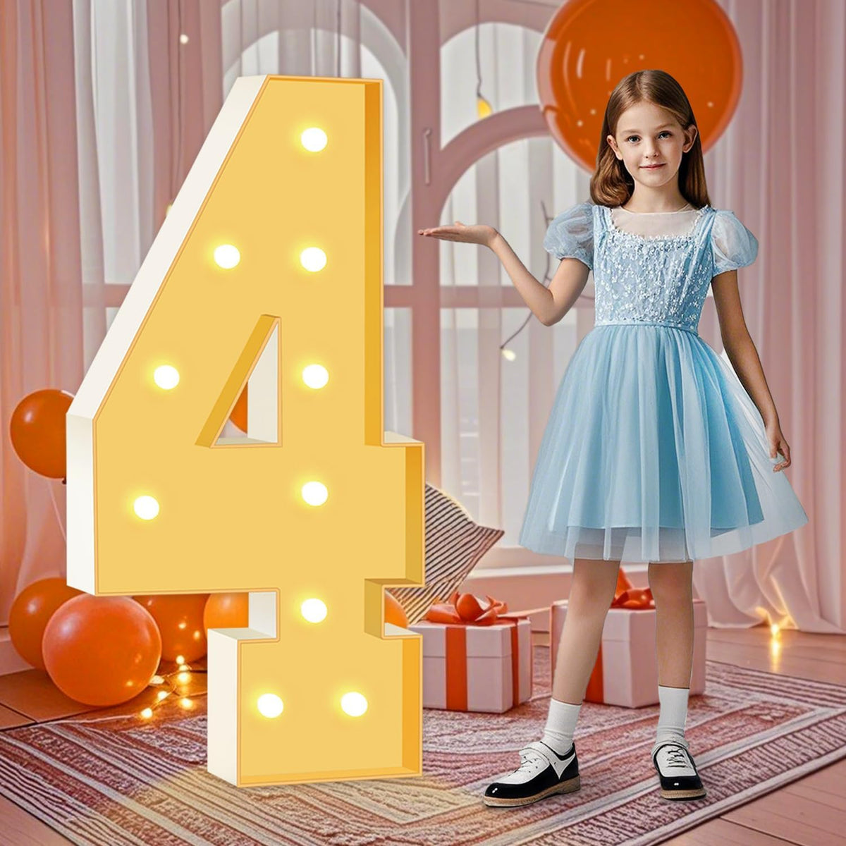 Marquee Numbers, 4 Feet Tall Light Up Numbers 4, Large Birthday Decorations Party Decor Anniversary