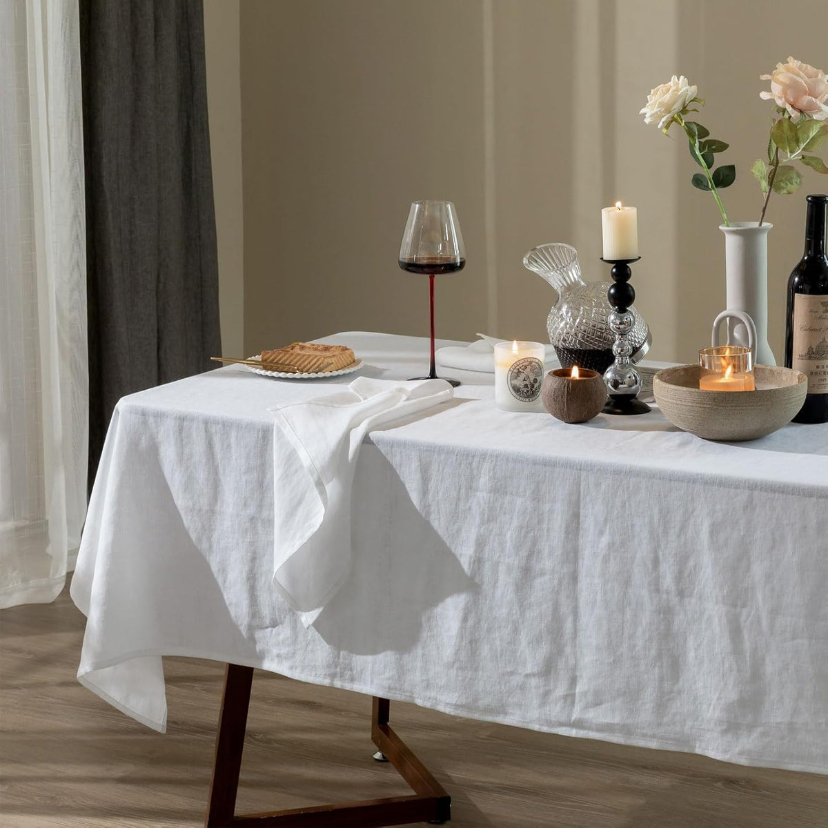 Talasily Linen Tablecloth 100% Pure Linen Table Cloth 60x108 Inches Rectangle Tablecloths Washable