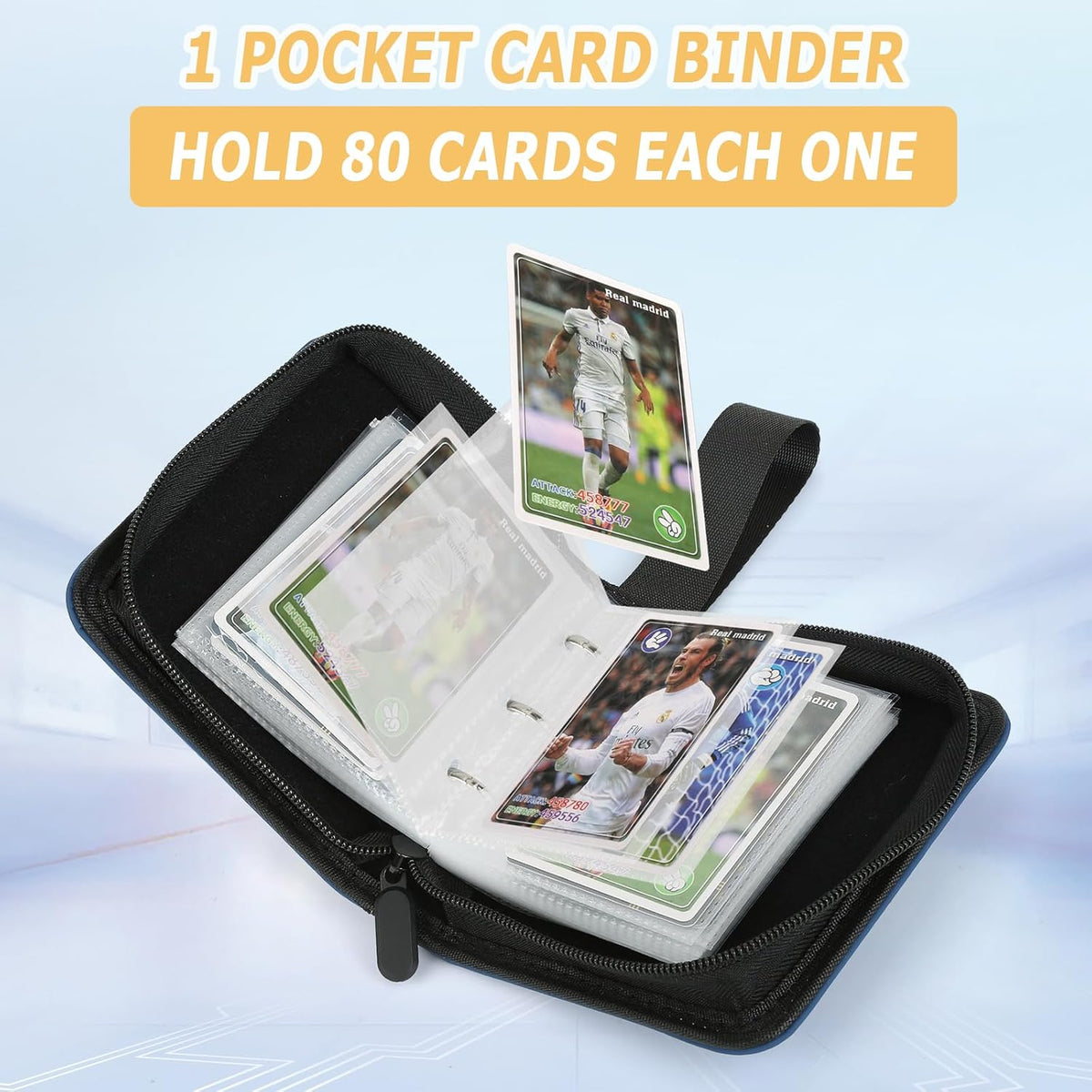 Trading Card Binder, Card Collection Binder Album Folder with 80 Side Loading Pockets, 1 Pocket