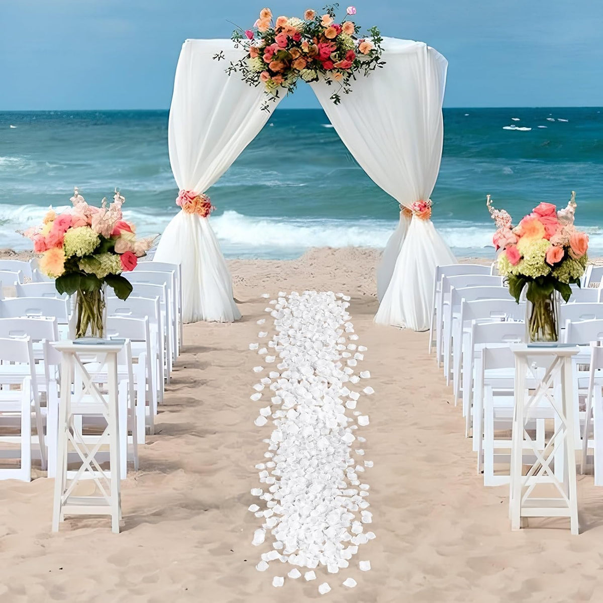 1000 Pcs White Rose Petals Artificial Silk Flower Petals Romantic Decorations for Wedding