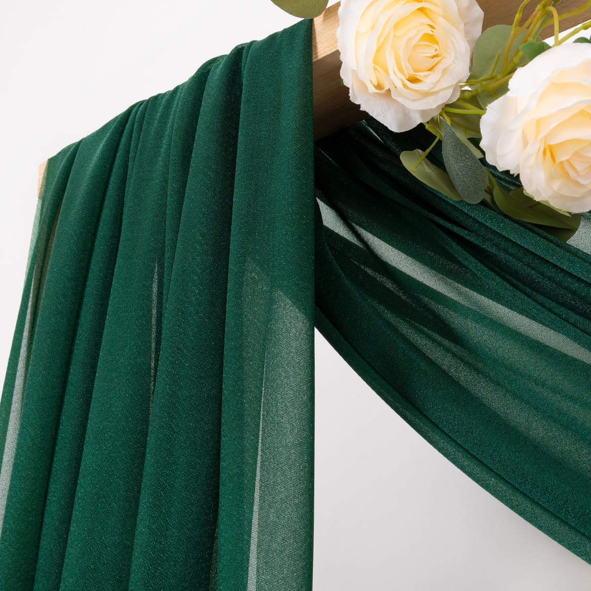 MLMC Emerald Green Wedding Arch Draping Fabric 4 Panels 29" x 20 FT Extra Long Gauze Drapes Sheer