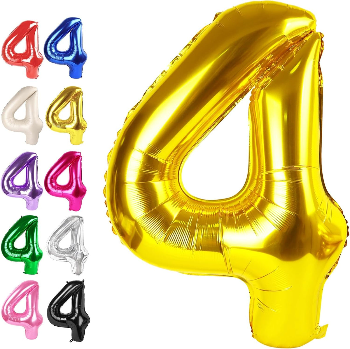 40 Inch Gold Large Number 4 Balloons, Giant Foil Number Four 14 24 34 40 44 Balloons, Gold Mylar
