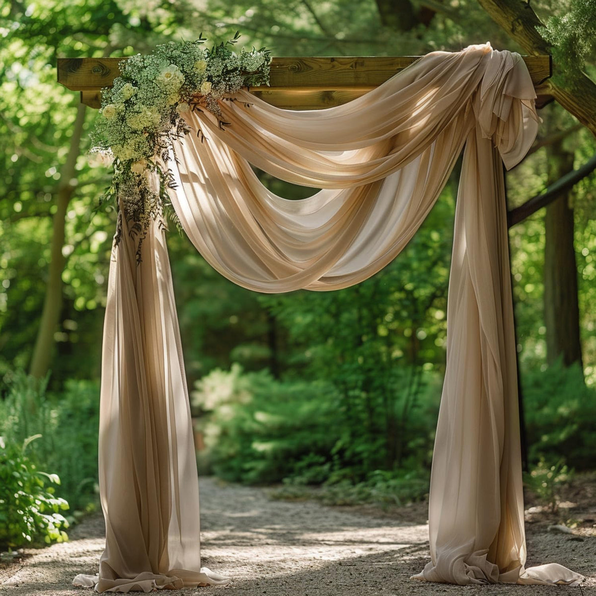Wokceer Wedding Arch Draping Nude 4 Panels 28.7" x 20FT Sheer Fabric Drapes Backdrop for Ceremony