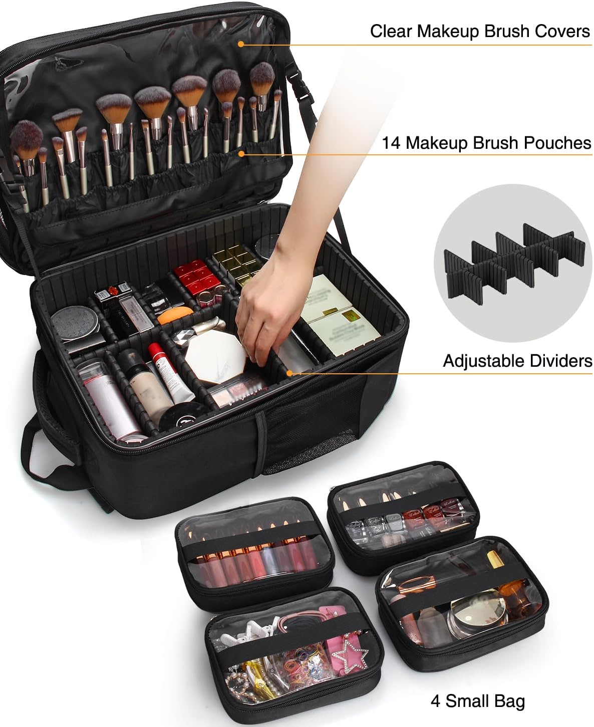 Makeup Backpack Professional Cosmetic Artist Bag Extra Large Travel Train Case Storage Organizer