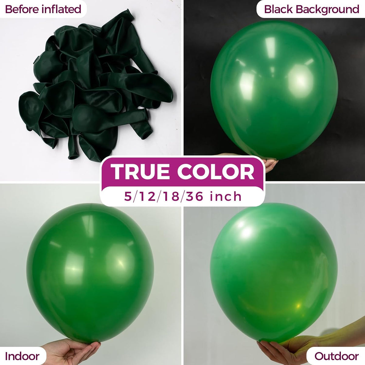Bezente Green Balloons 18 Inch - 30 Pack Large Thick Dark Green Balloons Big Round Latex Balloons