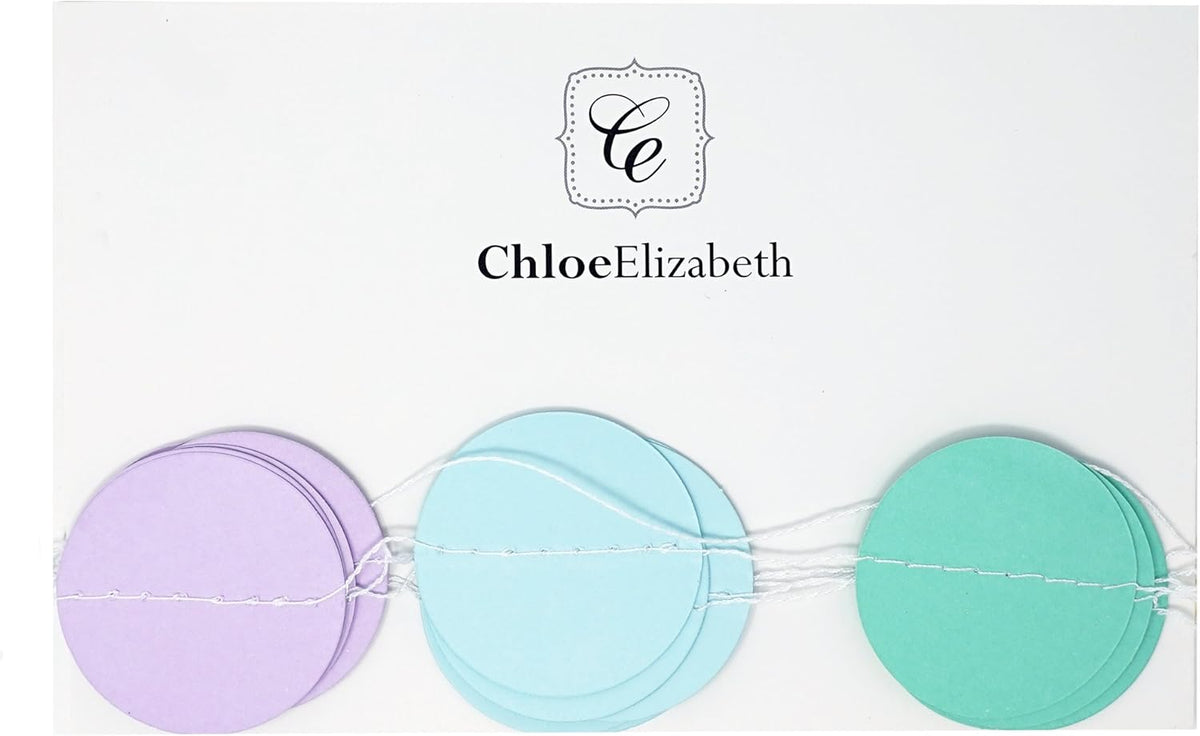 Chloe Elizabeth Circle Dots Paper Party Garland Streamer Backdrop (4-Pack, 10 Feet Per Garland, 40
