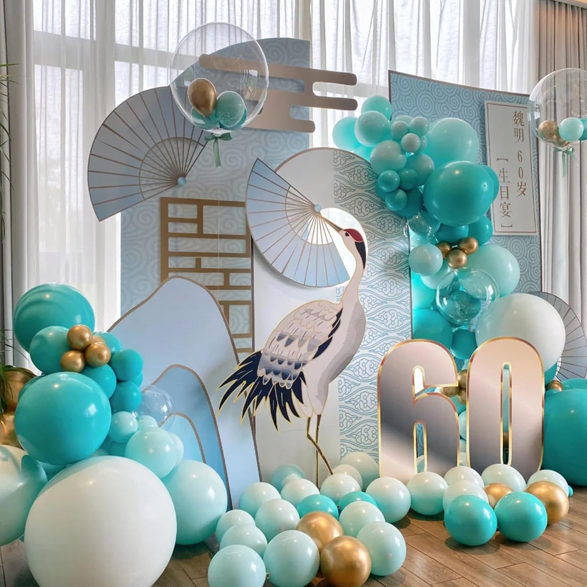 90pack Teal Balloons Different Size 18/12/10/5 Inch Teal Balloon Garland Arch Kit for Graduation
