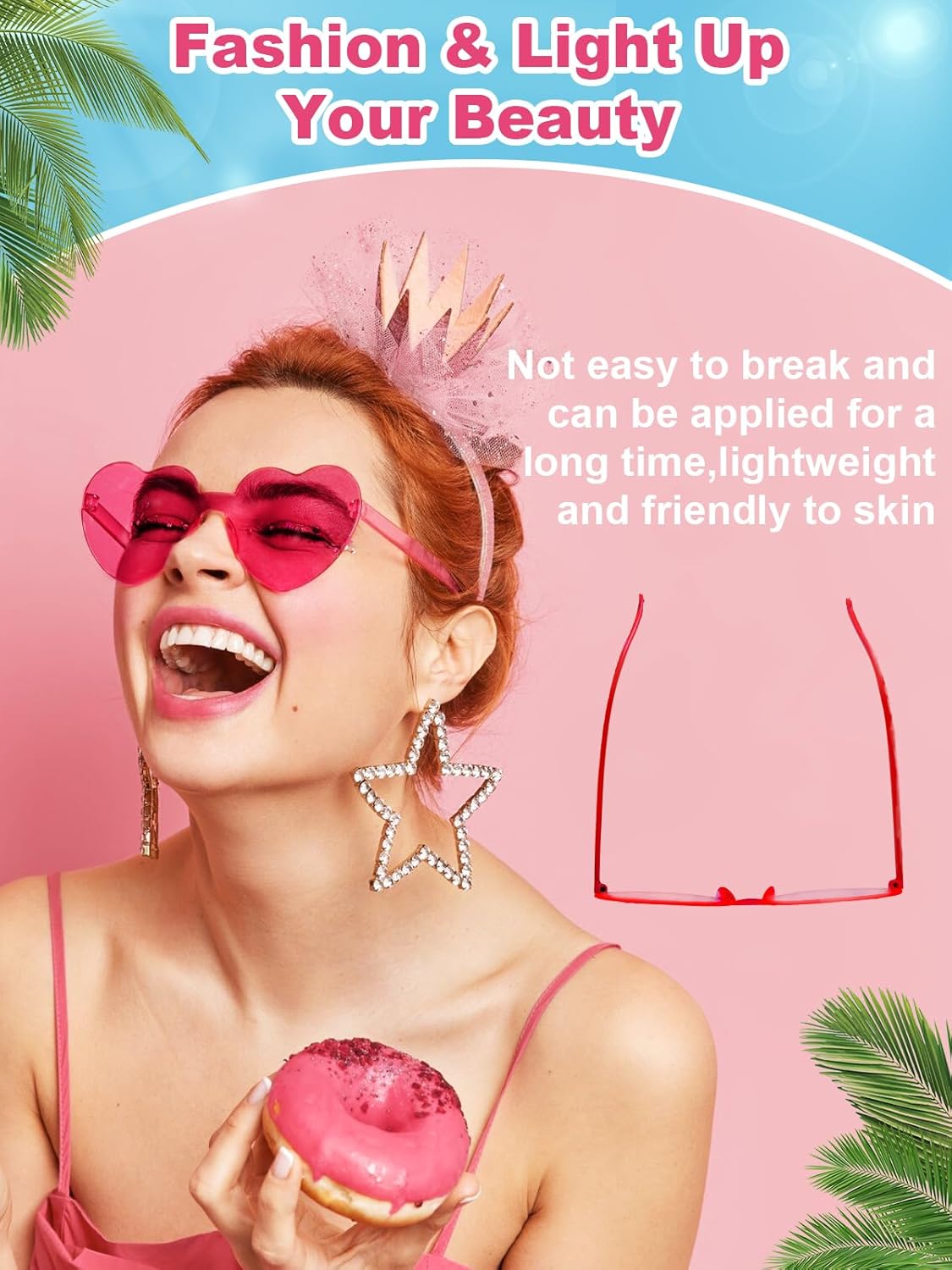 12 Pairs Heart Shaped Sunglasses for Women Colorful Glasses Fun Trendy Transparent Heart Sunglasses