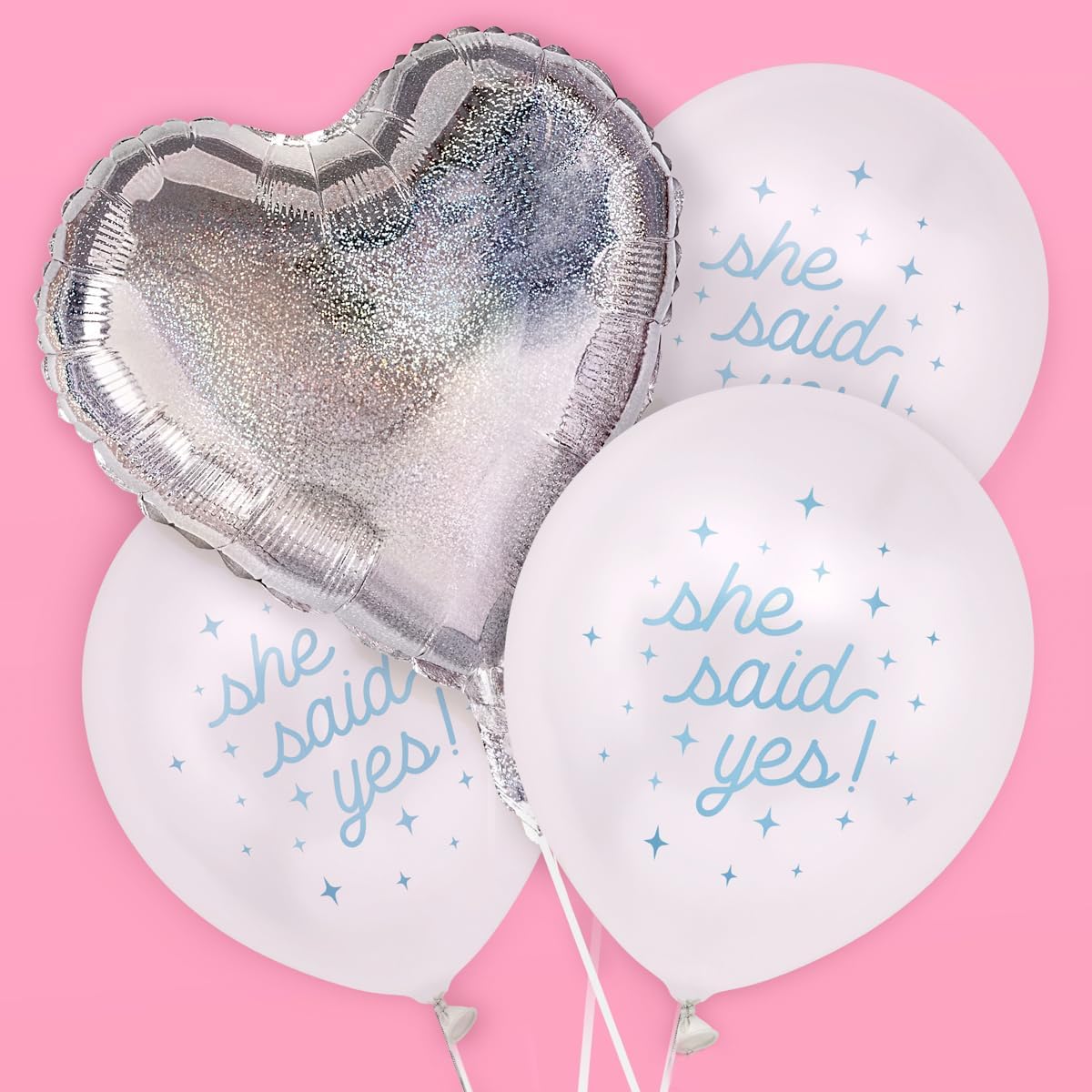 xo, Fetti Engagement Party Balloon Set | 20 pcs | Printed White + Blue She Said Yes Latex