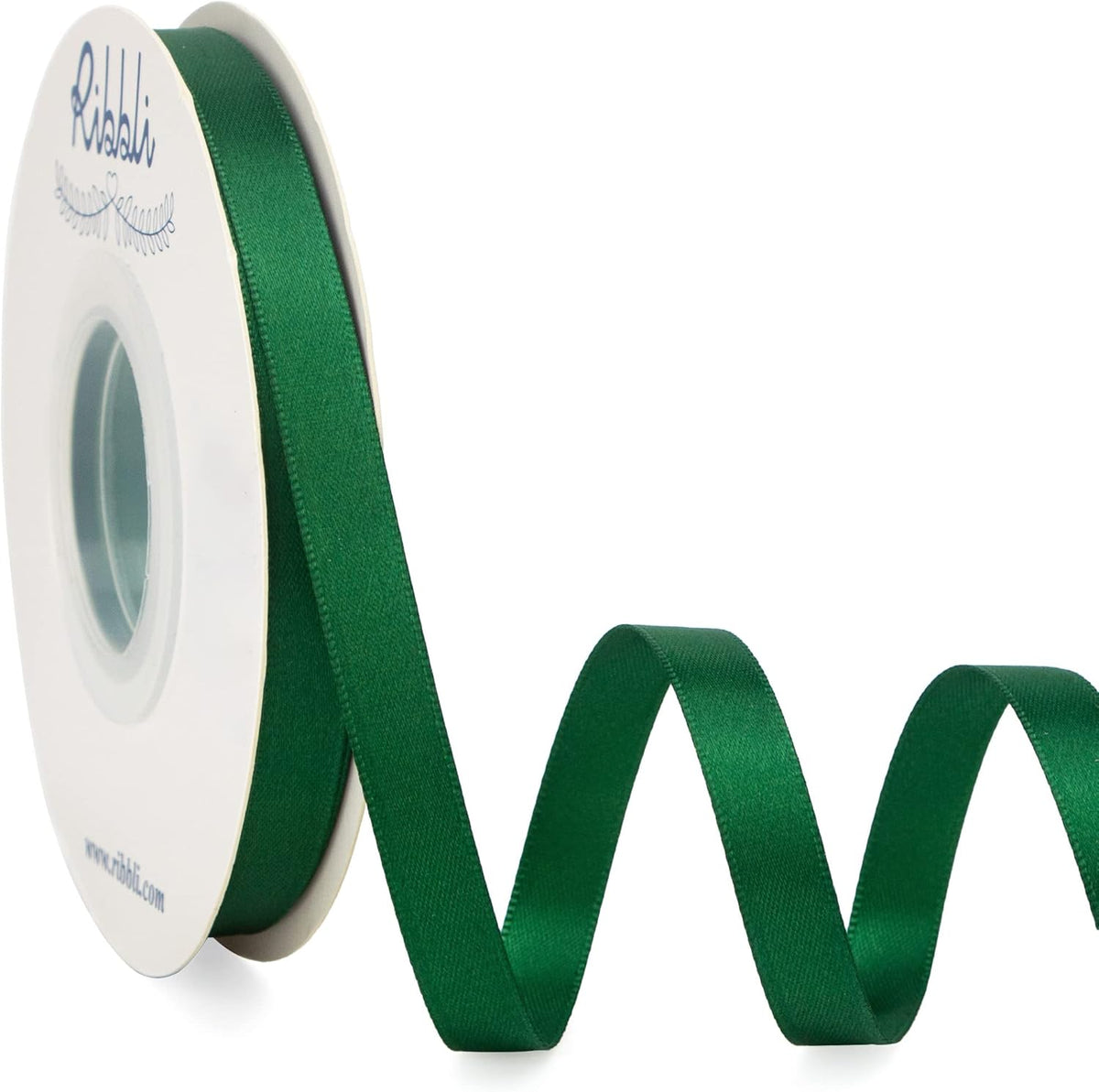 Ribbli Double Faced Forest Green Satin Ribbon,3/8” x Continuous 25 Yards,Use for Bows Bouquet,Gift