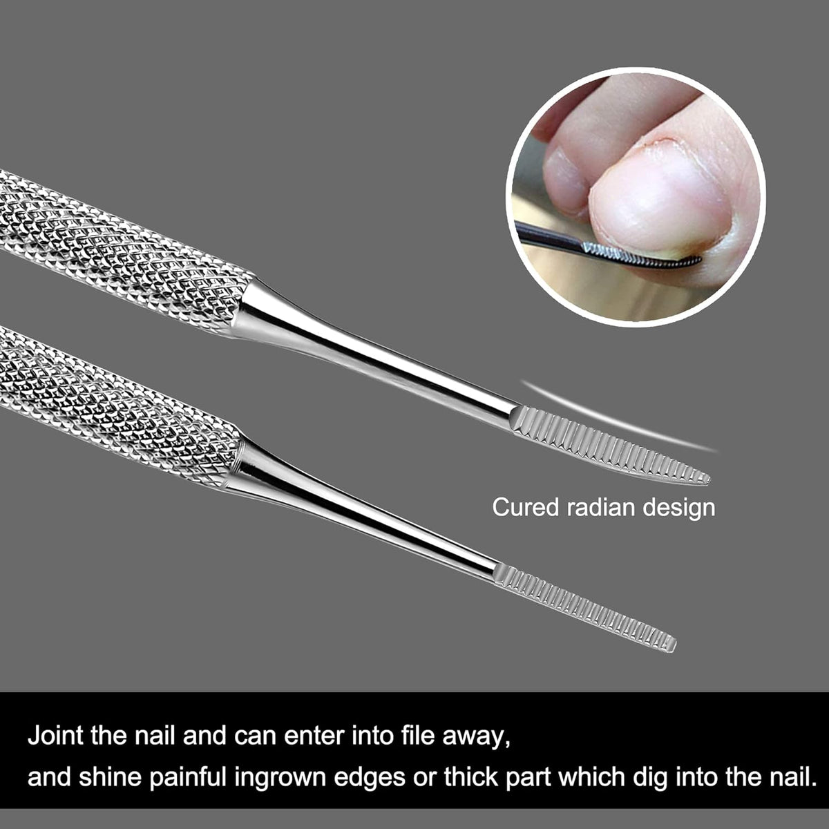 FAMILIFE Ingrown Toenail File and Lifter, 2pcs Ingrown Toenail Tool Double Sided with Storage Case